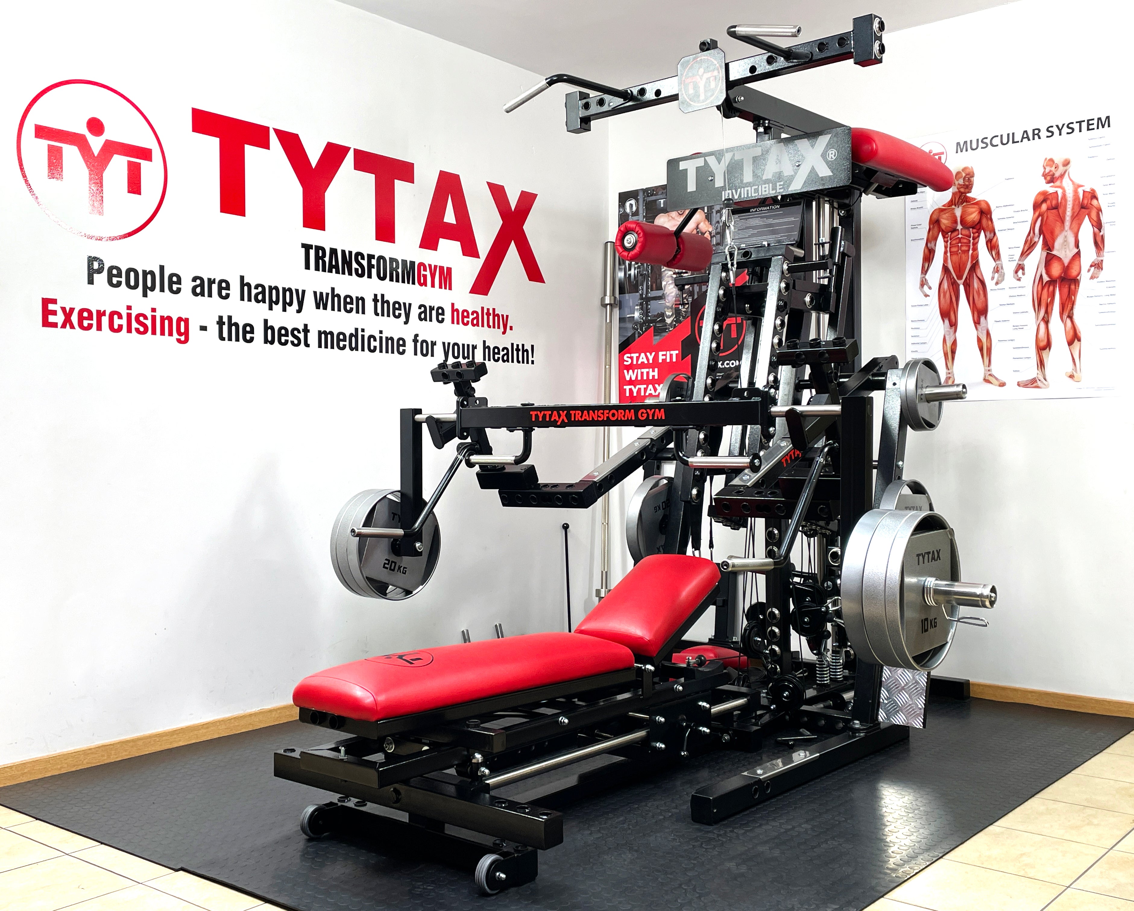 TYTAX MX mit Übungsarmen, Kabelzügen und Langhantel-Rack